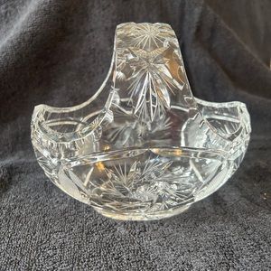 Vintage clear lead crystal glass basket